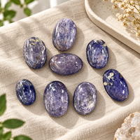 Pierre de palmier en Iolite polie de 5-6 cm, cristal violet, pierre de poche pour la méditation, collection, décoration intérieure et cadeau en cristal