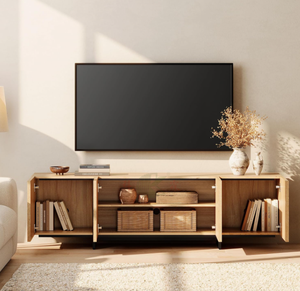 Modern Wooden <strong>TV</strong> <strong>Stand</strong> for 32-75 Inch <strong>TVs</strong>, Media Console with Storage Cabinets, Living Room Entertainment Center - Product Image 3