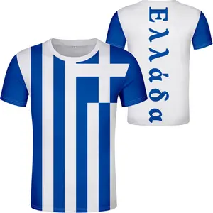 Griekse Republiek Blauw Met Streep Griekenland Vlag Designer T Shirts Custom Shirts Met Logo Heren T-shirt Athene Griekse Vlaggen Groothandel
