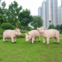 Escultura de Familia de Cerdos Realista de Fibra de Vidrio Ecológica de Tamaño Natural para Decoración de Jardines, Granjas y Zoológicos