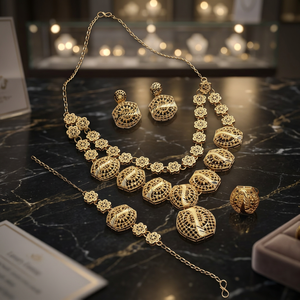 Collares de Moda al por Mayor, Chapados en Oro de 14K, 18K y 24K, Estilo Dubái, Conjunto de Joyería Turca, Diseño Tradicional, Conjunto de Joyería Turca - Product Image 1