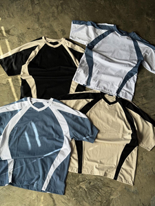 T-shirt à manches courtes col rond T-shirt patchwork homme T-shirt blanc <span class=keywords><strong>100</strong></span> pur coton - Product Image 6