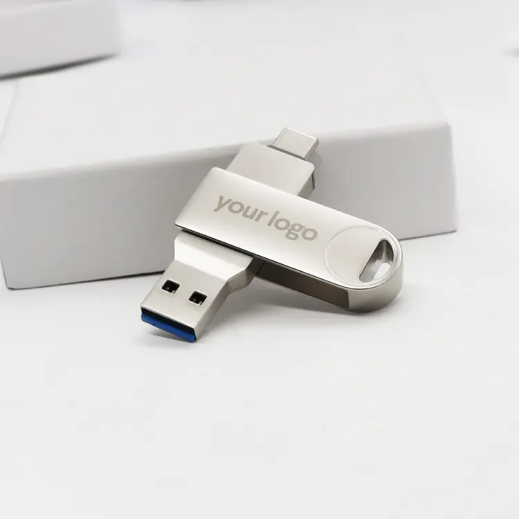 Chiavetta USB OTG 2 in 1 in metallo 8GB 166GB 32GB 64GB 128GB USB C Pendrive girevole tipo c memoria flash Disk