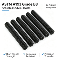 DIN975 CL1 CL2 Stainless Steel Zinc/Black Finish Fully Threaded Stud Bolt High Tensile Industrial Fastener