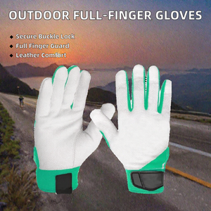 Gants de moto en cuir pleine main pour homme avec fermeture à boucle, coque rigide souple, pour sports, fitness, randonnée et protection - Product Image 2