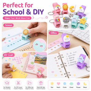 Venta al por mayor personalizado Mini dibujos animados 10 # <span class=keywords><strong>grapadora</strong></span> papelería oficina escuela lindas grapadoras para niñas - Product Image 5
