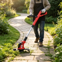 L&P 230V 600W 10000 tr/min 30 cm 1,6 mm Tondeuse à gazon électrique télescopique à double alimentation avec rouleau de bordure et protection anti-éclats 96-126 cm