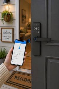 Serrure de porte intelligente à empreinte digitale avec contrôle à distance par application, code invité temporaire et partage d'eKey pour Airbnb, location et auto-enregistrement des locations. - Product Image 4