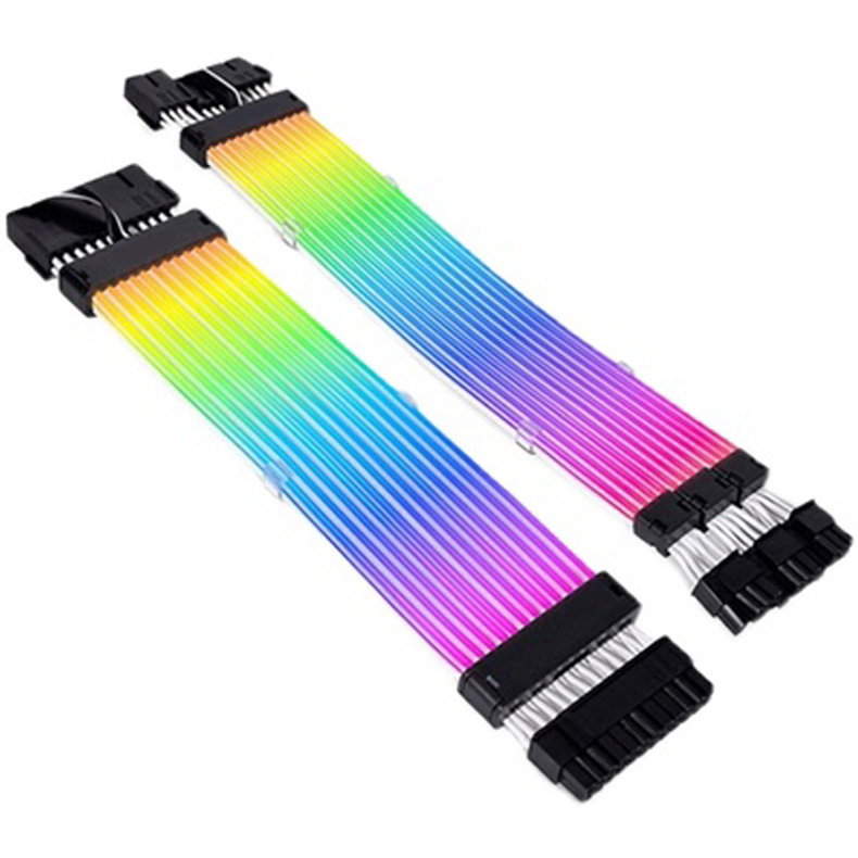 Заводской индивидуальный ARGB 24-контактный ЦВЕТНОЙ кабель для подсветки, адаптер питания, Удлинительный кабель для компьютерного игрового чехла