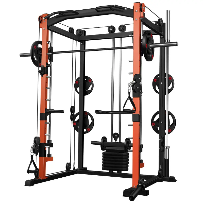 Équipement de gymnastique à domicile multifonctionnel Barre de traction Poulie Câble Smith Machine Squat Rack