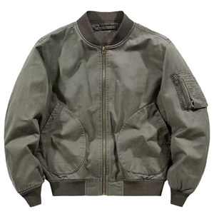 <b>Retro</b> Trendy Brand High Street Sheep Skin Zipper Bomber <b>Jacket</b> for Men and Women Spring Autumn Winter Cotton Canvas Fabric - Product Image 1