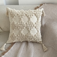 Nouvelle Housse de Coussin Bohème Décorative avec Pompons, 45x45 30x50 cm, Housse de Coussin Tuftée pour la Maison