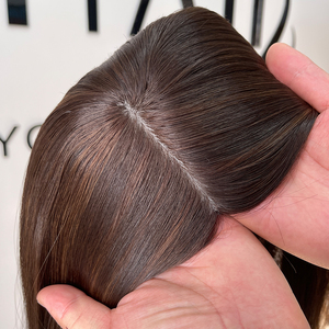 Parrucche Kosher Ebraiche per Donne in Capelli Umani Vergini Russi, Doppia Trama, Ombre Biondo con Radici Marroni, con Base in Pizzo/Seta - Product Image 5