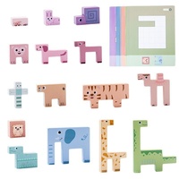 Blocs de construction en bois à motifs 3D d'animaux de la ferme russes, certifiés EN71, pour l'éducation de la petite enfance