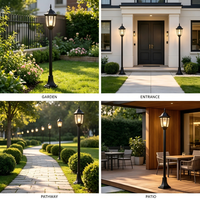 Service OEM/ODM : Lanterne d'extérieur, lampadaire en plastique, éclairage de jardin sur poteau, lampadaire de portail de jardin sur pied 1m