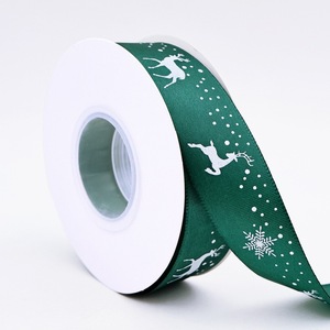 Custom Christmas Printed Satin <b>Ribbon</b> Personalized Logo For Holiday Gift Wrapping - Product Image 2