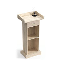 Pupitre en bois avec microphone, support de discours, bureau d'école avec tiroir, mobilier de salle de classe pour conférences et salles de cours
