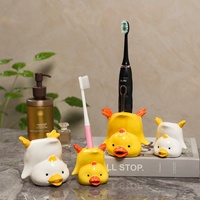 Porte-brosse à dents créatif en forme de canard mignon, design rustique, sans perçage, décoration de salle de bain, support de brosse à dents en céramique de dessin animé
