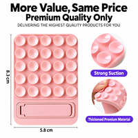 Support de téléphone à ventouse en silicone avec béquille pliable, support adhésif pour miroirs, selfies mains libres