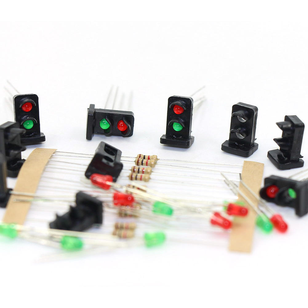 3*Model Railroad HO Scale 1:87 Track Signals 2-LEDs Green Red Block - Foto 6