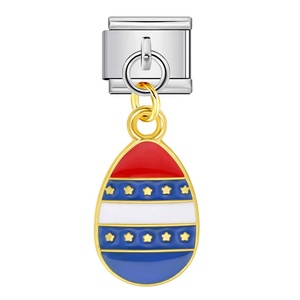 Abalorios colgantes de acero inoxidable de 9 mm con diseño de bandera estadounidense patriótica, estilo italiano, para pulseras, joyería de moda para el Día de la Independencia - Product Image 4