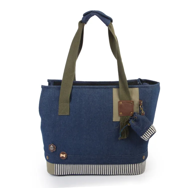 Yüksek kaliteli açık lüks seyahat el çantası Pet köpek taşıyıcı tote çanta tuval katlanabilir seyahat havayolu onaylı