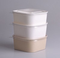 Boîtes alimentaires carrées en papier biodégradables écologiques avec couvercles, contenants à lunch jetables en kraft personnalisables pour la vente à emporter