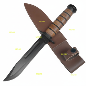 440 Stainless Steel Blade Real <b>Leather</b> Wrapped Handle Kabar 1217 Knife Fixed Blade Knife - Product Image 1