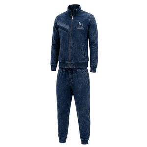 Survêtement pour homme LONG MISSION, coupe classique, couleur unie, 100% coton, léger, respirant, fermeture éclair sur le devant, logo brodé - Product Image 5