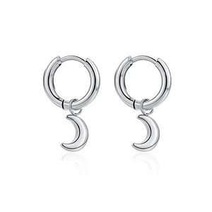 Amy Amy Hoop <b>Earrings</b> Silver Plated <b>Moon</b> Shape Women's Fashion Jewelry Gift - Product Image 3