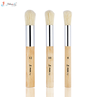 Yihuale – Lot de 3 pinceaux poils naturels en bois avec virole en aluminium pour application acrylique, aquarelle et huile