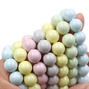 12mm Large Fancy Circular Shape Glossy Macarcon Matte Finish Pearl Glass Beads For Decoration