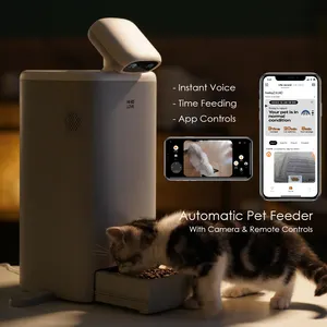 App Controls Intelligent Auto Mangeoire pour animaux domestiques Chat Chien Distributeur d'aliments à séchage lent Conteneur Smart Automatic Pet Feeder avec caméra