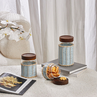 Ensemble de brûleurs d'encens en rotin bleu moderne, design Art Déco, faits à la main, avec support auto-adhésif, accessoire de décoration pour le salon