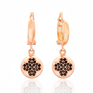 Black CZ Clover Design Geometric Jewellery Round Shape Turkish Wholesale 925 Sterling <b>Silver</b> Jewelry <b>Dangle</b> <b>Earrings</b> - Product Image 2