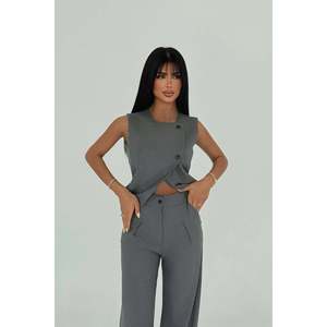 Ensemble de costume pantalon gris pour femme - Product Image 2