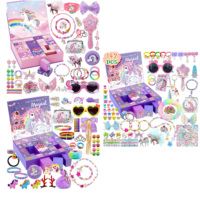 Jouets de jeu d'imitation pour filles : Trousse de maquillage en plastique, Valise de coiffure, Calendrier de l'Avent de Noël, Boîte surprise de bijoux et colliers