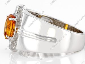 Anillo de Compromiso Halo Único de Citrino Delicado Hecho a Mano y Personalizado, Chapado en Oro de 18K, Certificado por Terceros - Product Image 2