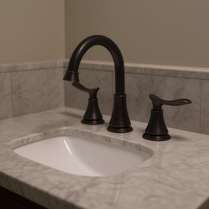 Robinet de lavabo de salle de bain 8 pouces, finition bronze huilé, 2 poignées, 3 trous, montage sur comptoir, style classique - Product Image 2