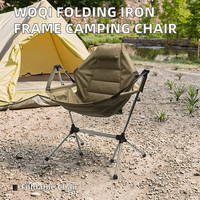 Chaise de jardin en tissu Oxford avec structure en fer, dossier réglable, robuste, pliable, capacité de 300 lb, portable, moderne