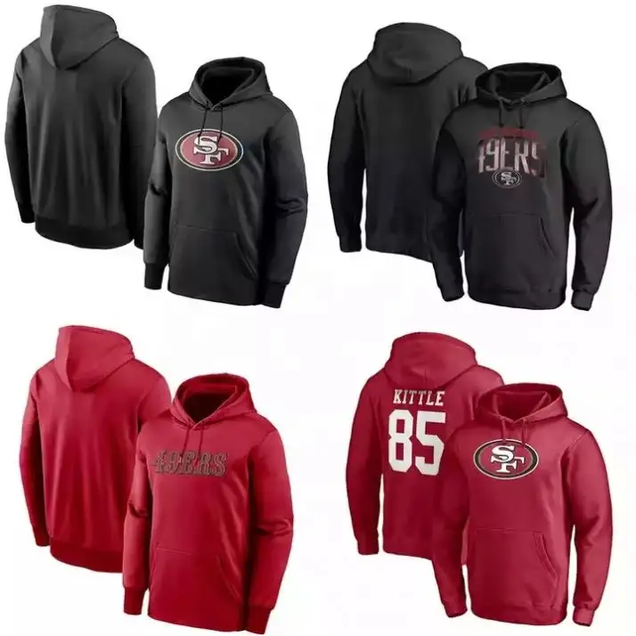 Hoodie Tim Sepak Bola San Francisco 49er Baru Grosir Hoodie Sepak Bola Amerika Musim Dingin Murah untuk Pria