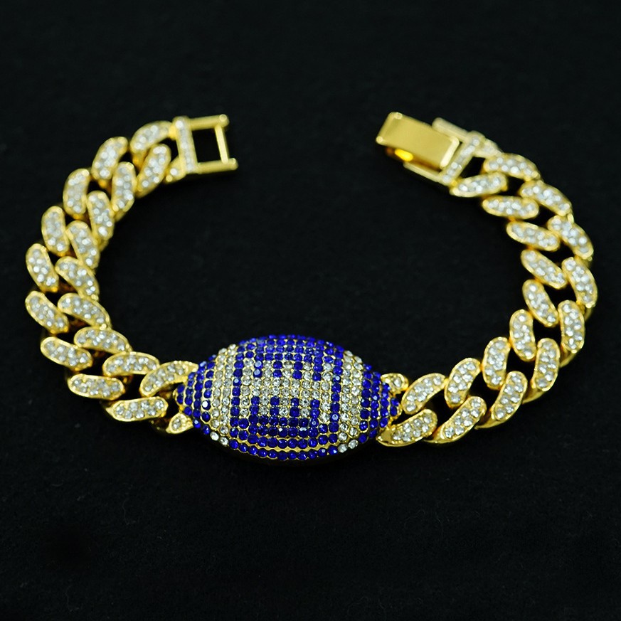 Gold Blue Diamond 8inch Bracelet