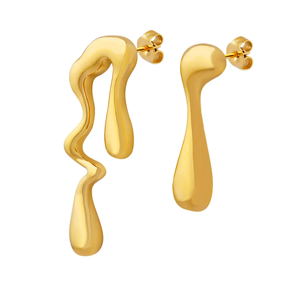 Personality Trendy Earrings 18K Gold Plated Stainless Steel Charm Jewelry Stud Earrings Geometric Water Drop Earrings