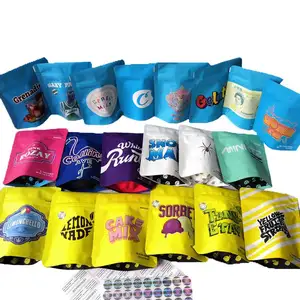 Bolsa de Mylar con estampado de forma personalizada, bolsa holográfica con cierre hermético de 5 galones, bolsa a prueba de olores a prueba de niños troquelada, bolsas de Mylar 3,5, embalaje