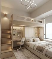 Lit superposé en bois massif multicouche personnalisé, écologique, pour enfants, avec design haut-bas à niveaux séparés, pour chambre et appartement