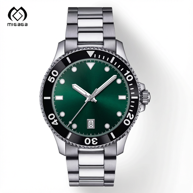Migaga Custom Logo Diving Wristwatch Luminous Minimalist Relogio Masculino NH35 Movement Custom Automatic Dive Watch