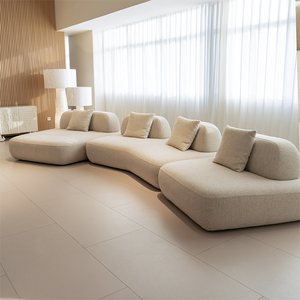 Set di Divani Modulari Color Crema Direttamente dalla Fabbrica |   Design con Angoli Arrotondati per Soggiorno Moderno - Product Image 2