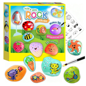 STEM Toy Arts Craft Kit Kinder Kreativität DIY Paint Stone Rock Painting Kit für Anfänger mit Aufkleber Glow in the Dark - Product Image 1