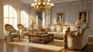 [OEM/ODM] Canapé de luxe baroque français sculpté à <span class=keywords><strong>la</strong></span> main en feuille d'or, bois massif, velours bleu roi pour hôtel, villa, hall d'entrée, projet FF&E - Product Image 3