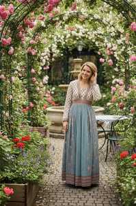 Robe maxi en gaze de coton à fleurs bohème, imprimée à la main, vêtements de plage, robe d'été pour femmes - Product Image 6